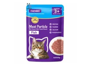 پوچ گربه FAENBEI مدل Meat Particle با طعم ماهی - وزن ۸۵ گرم