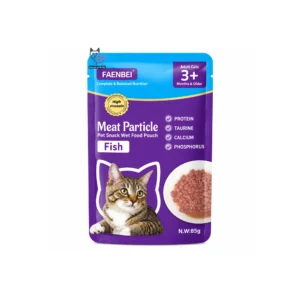 پوچ گربه FAENBEI مدل Meat Particle با طعم ماهی - وزن ۸۵ گرم