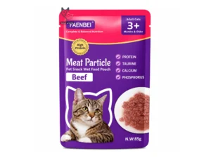 پوچ گربه FAENBEI مدل Meat Particle با طعم گوشت گاو - وزن ۸۵ گرم
