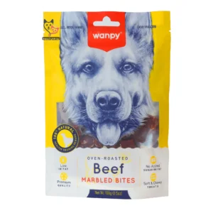 تشویقی سگ ونپی (Wanpy) مدل Beef Marbled Bites – طعم گوشت گاو (100 گرم)