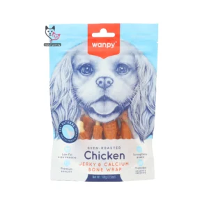 تشویقی سگ ونپی (Wanpy) مدل Chicken Jerky & Calcium Bone Wrap (۱۰۰ گرم)