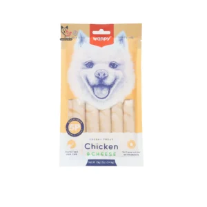 تشویقی سگ ونپی (Wanpy) مدل Chicken & Cheese Slices – بسته ۵ عددی