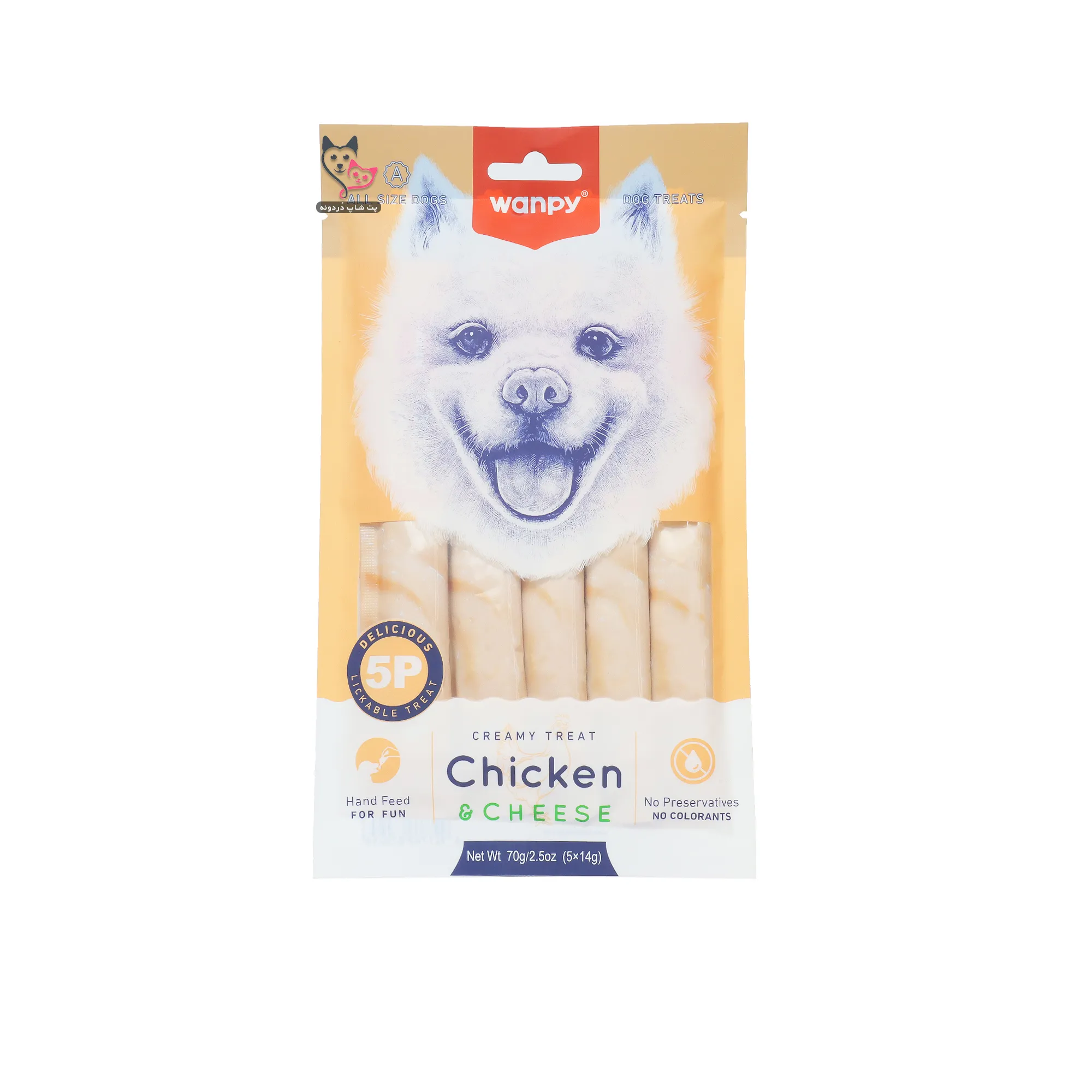 تشویقی سگ ونپی (Wanpy) مدل Chicken & Cheese Slices – بسته ۵ عددی
