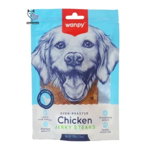 تشویقی سگ ونپی (Wanpy) مدل Chicken Jerky Steaks (استیک مرغ – ۱۰۰ گرم)