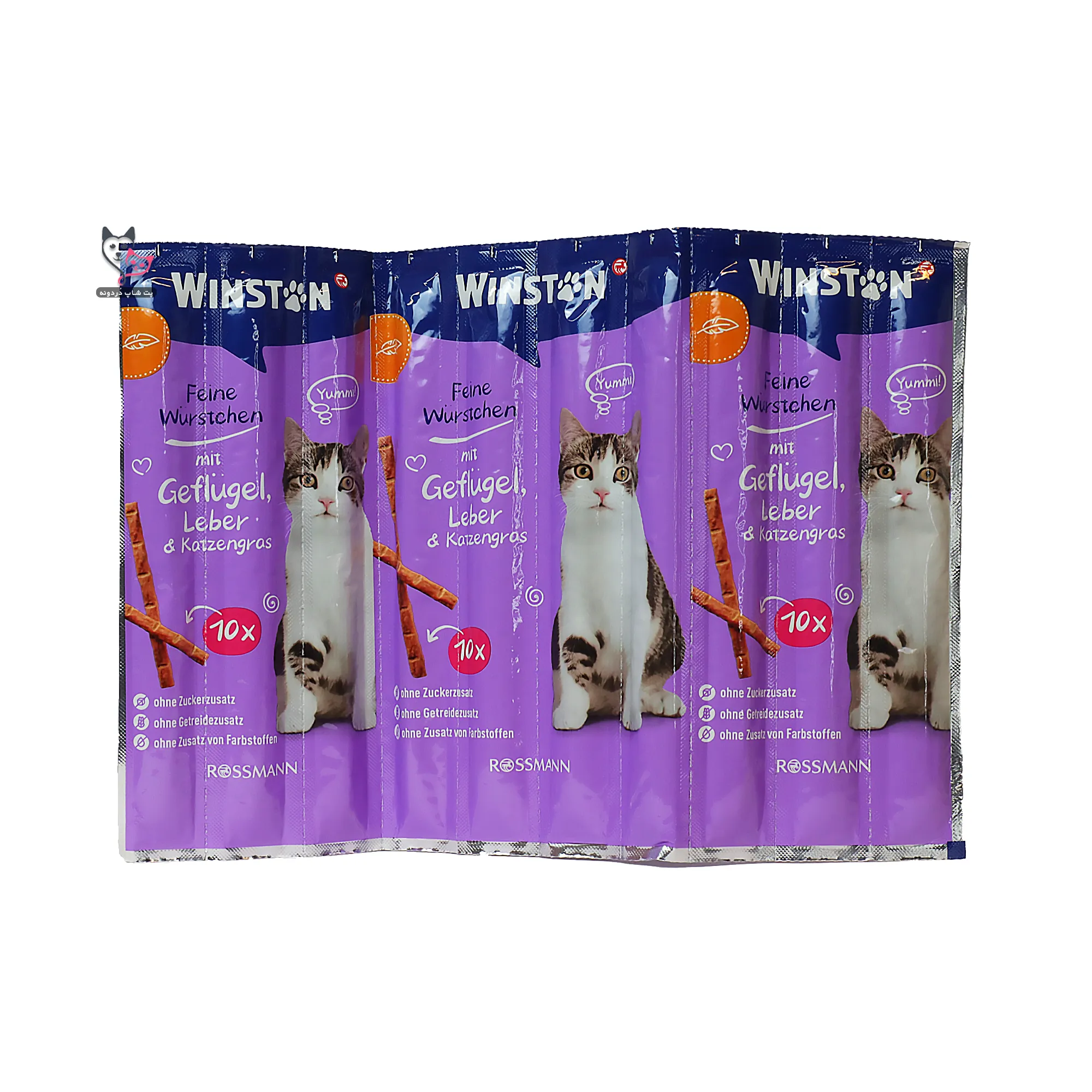 تشویقی مدادی گربه وینستون (Winston) طعم مرغ، جگر و علف گربه