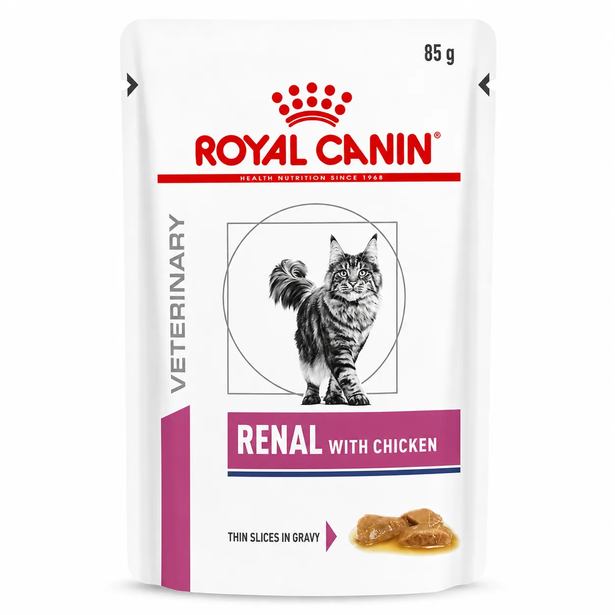 پوچ درمانی گربه رویال کنین مدل Renal with Chicken - وزن ۸۵ گرمی